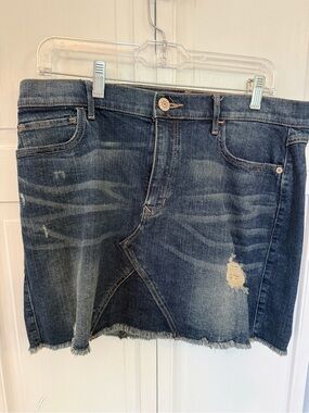 Express Dark Blue Distressed Denim Skirt